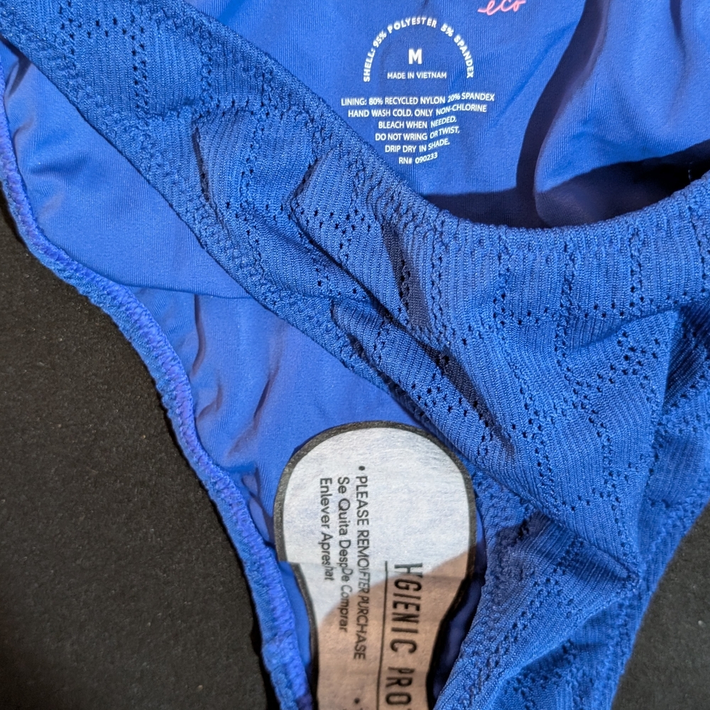 PacSun Blue Geometric Bikini Bottom Women's Size M Lined Elastic Waist - Picture 3 of 4